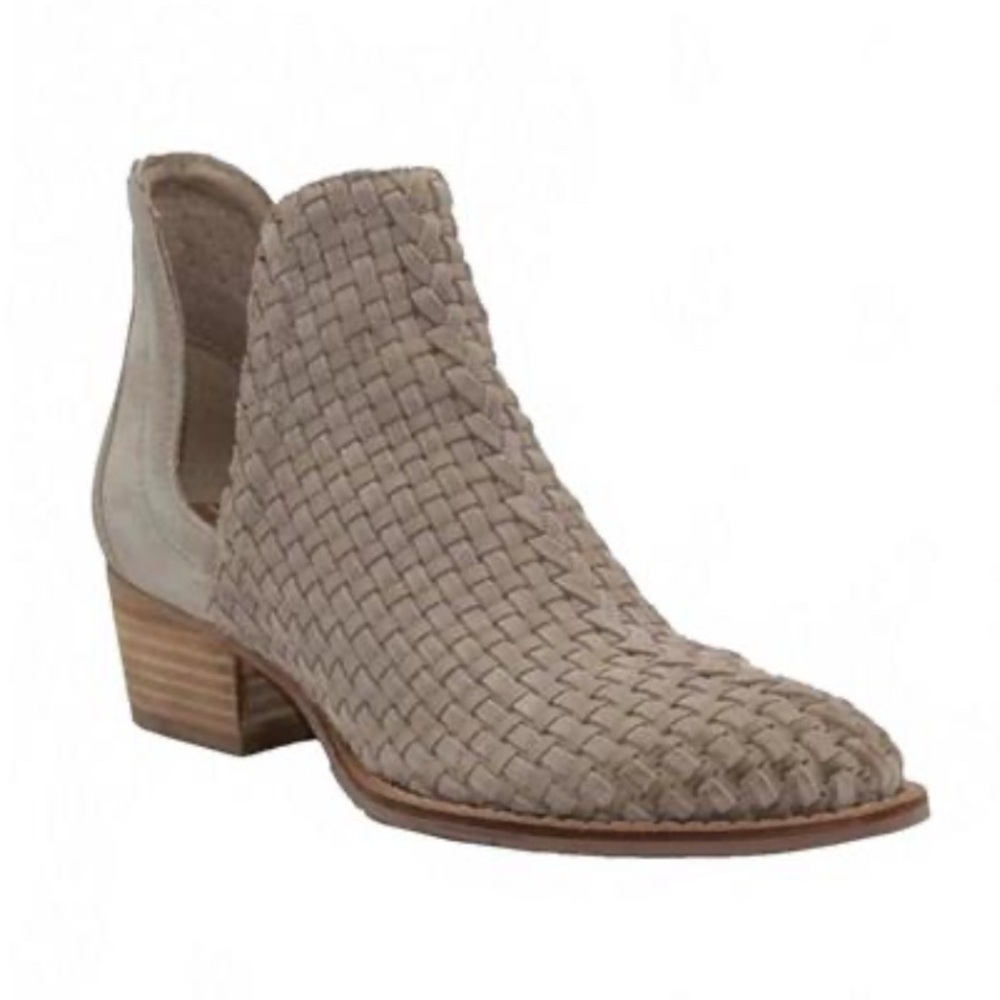 Very Volatile Veracruz Woven Leather Ankle Boot in Taupe Size 6